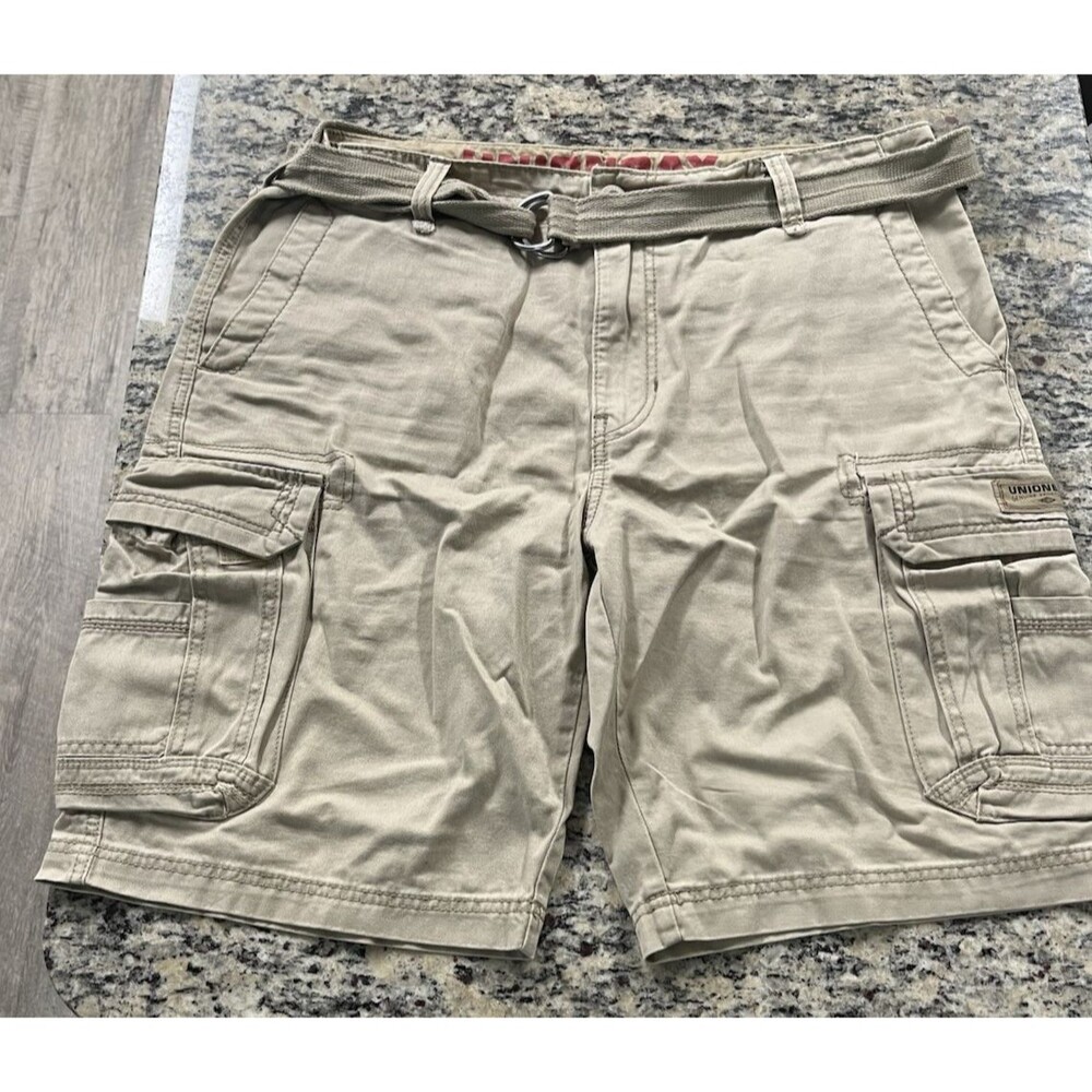 NEW Union Bay Men’s Cargo Shorts With Belt Tan Size 36